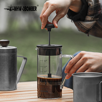 MHW-3BOMBER 15 Oz French Press Coffee Maker - Clear, Cold Brew, Heat Resistant, Durable, Portable for Camping & Travel