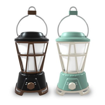 Wholesale Portable Outdoor USB Charging Battery White Light and Flame Lamps Hanging Tent Retro Camping Light Camping Lantern