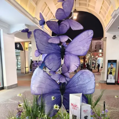 Wire frame satin paper spray-painted butterfly crafts