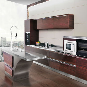 2015 New Design Wood-like Food-grade 304 Stainless Steel Kitchen Cabinet
