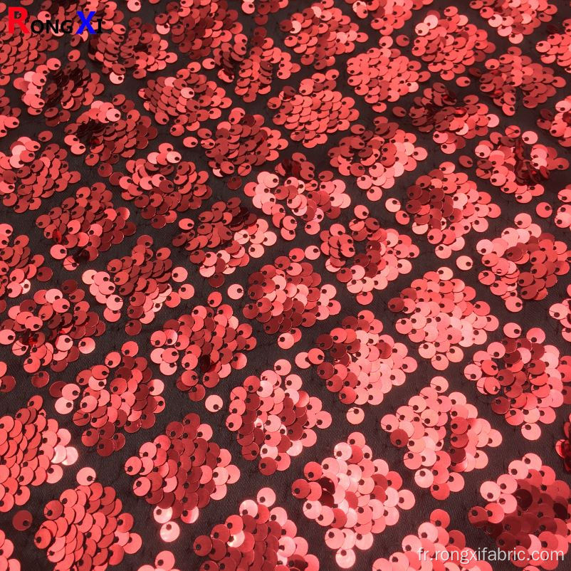 Impression sublime de tissu de paillettes rouges multifonctionnel de 5 mm