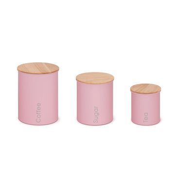 Steel Coffee Nuts Foods Storage Canisters Bamboo Lid