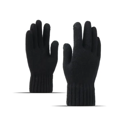 Thick Knitted Men's Winter Gloves: Cashmere Two Layer Causal Adult Mittens