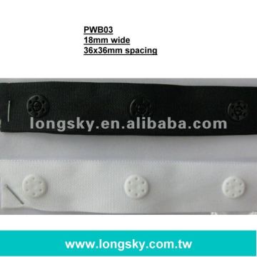 (#PWB03) 3/4" wide poly tape 1.5" spaced snap button tape for shirt garments