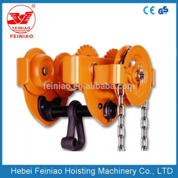 China supplier hand operated Geared Plain Manual Trolley for hoist machine