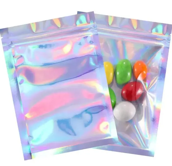 Custom Gravure Printing Small Holographic Mylar Zipper Pouch Bags