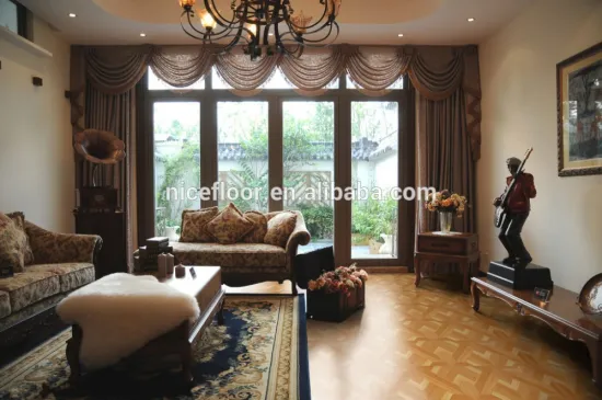 Light color parquet wood flooring