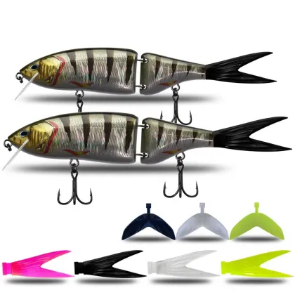 Multi Jointed Trolling Lures: Big Game Floating Hard Bait with Soft Tail for Bass