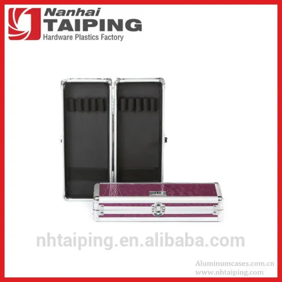 Purple Aluminum Cosmetic Beauty Box Makeup Brush Case Hair Manicure Tool Case