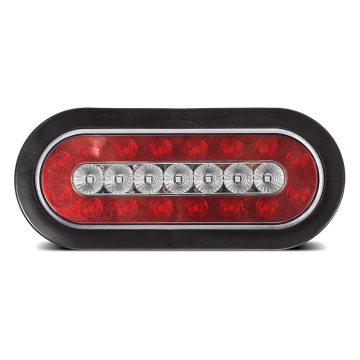 6.3 Inch Oval Truck Trailer LED Tail Lights - Red and White Backup Reversing Lights