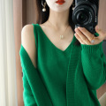 Full wool women's knitted cardigan two-piece set