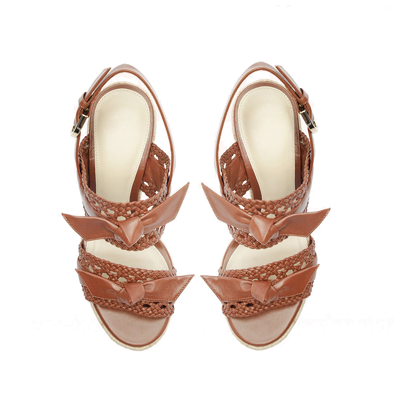 Elegant High Heel Woven Wedge Sandals
