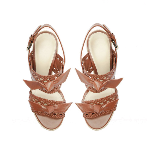 Elegant High Heel Woven Wedge Sandals