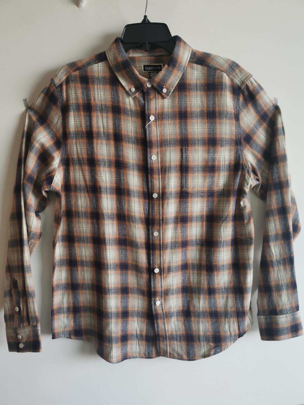 Men Causal One Pocket Y/D Flannel Button Down