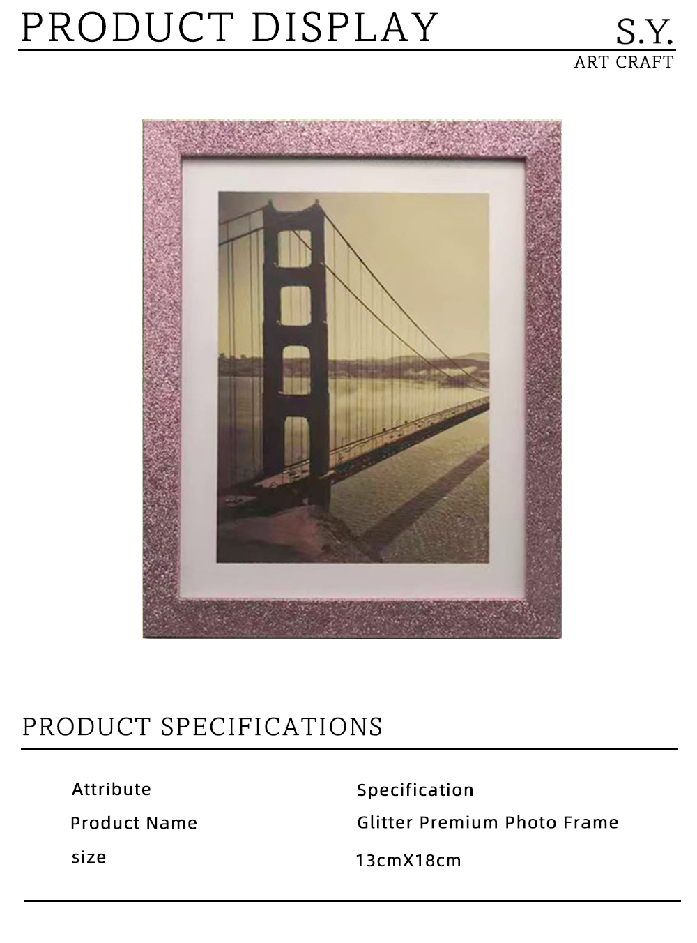 Premium Shimmering Pink Glitter Photo Frame X