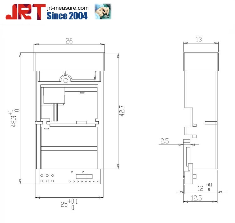 60m Long Mini Rangefinder Sensor LCD Diagram