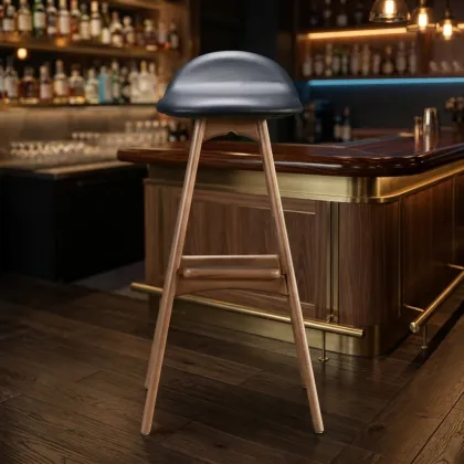Modern Bar Stool Solid Wood High Stool Kitchen Creative Coffee Chair Leather Top Design Wholesale