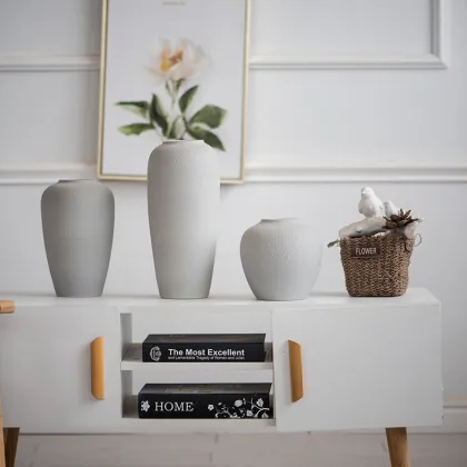 Wholesale simple gray Porcelain Vase vases for home decor vase ceramic