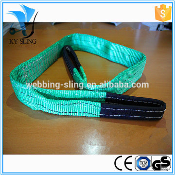 2T green polyester flat woven webbing slings