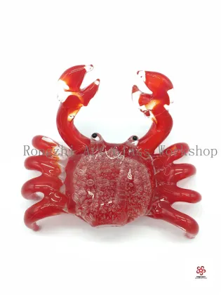 Red Crab Glass Sculpture