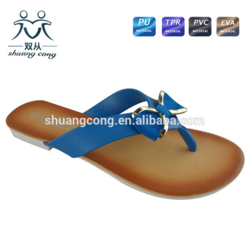 2015 ladies fashion flip flop flat casual shoes and slipper with bow