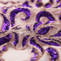 Purple Gold Sequins Lace Embroidery Fabric