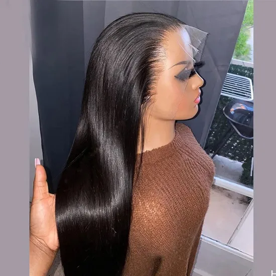 Wholesale Price Straight Hair Natural Color Virgin Human Hair Front Lace Wig For Black Women