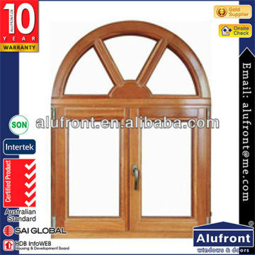 aluminum wood oak round top window