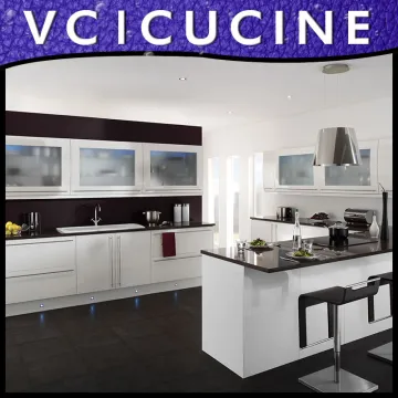 White matte lacquer kitchen cabinets