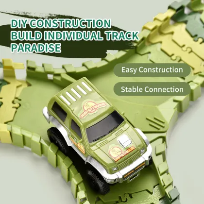 240Pcs Railway Race Game Dinosaur Race Car Track