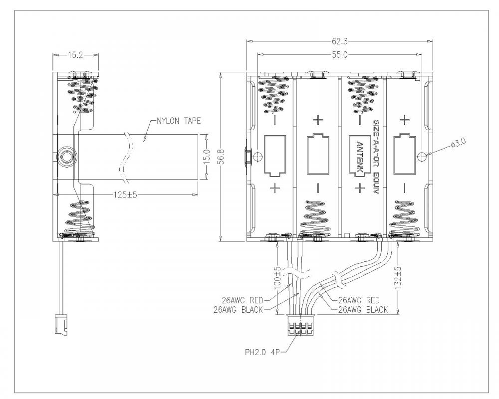 BBA-5-4-BR-2 4 keping pemegang bateri selari