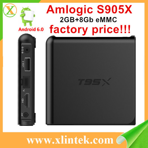 Factory Price android tv with modem kodi tv box T95X play store app android download Amlogic S905X KODI 16.1 tv box T95X