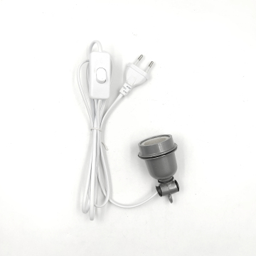 EU Plug 303 Switch E27 Lamp Holder Waterproof Outdoor Himalayan Salt Lamp Wire (Black/White)