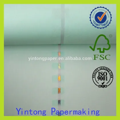 custom rolling watermark paper / security fiber papers with UV thread
