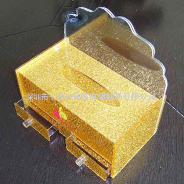 gold tissue box cover acrylic plexiglass QCY-TB-5