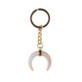 Gemstone Ox Horn Pendant Keychains Crystal Quartz Amethyst Gold Plated Key Chain Natural Stone Key Ring for Men Women