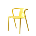 Stackable yellow pp plastic arm dining chair