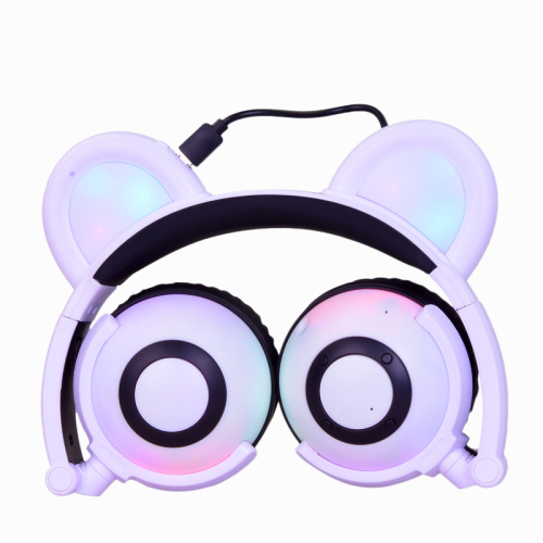 Glowing Panda Ear Bluetooth Headphone with Micro