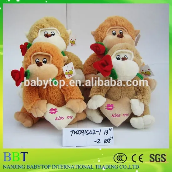 2016 Chinese monkey Valentine gift soft toy monkey with red rose