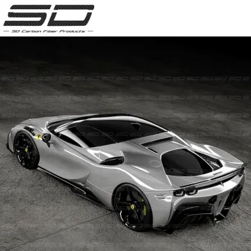 Glossy Black Carbon Fiber Body Kit for Ferrari SF90 - Rear Diffuser Spoiler Tuning Parts