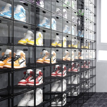 Clear Plastic Foldable Stackable Shoe Storage Boxes for Men