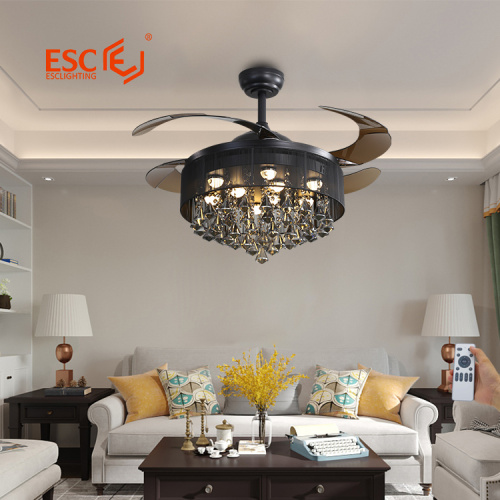 Novel retractable crystal ceiling fan lights