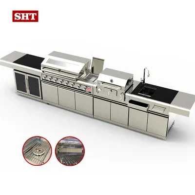 China Factory Gas Outdoor BBQ Grills for Kitchen with Charcoal Grills and Sink