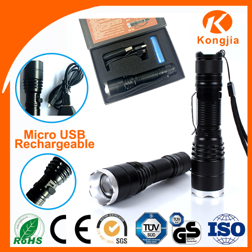 Best USB Manufacturer Flashlight Aluminium Led Torch Rechargeable Most Powerful Led Light