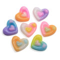 Mixed Flatback Bicolor Heart Shape Sculpture Resin Beads Cabochon Decoration Craft Diy Jewelry Pendant Bracelet Making