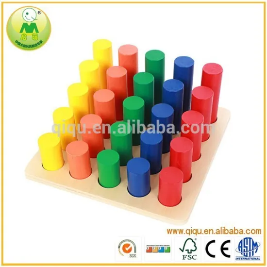 2015 Best Selling Children Educational Wooden Step Cylinder Blocks Montessori