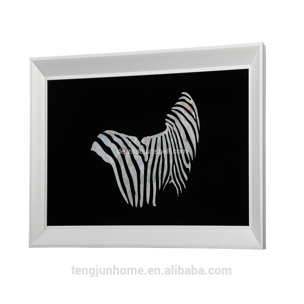 CANOSA weiße Muschel Zebra design Wandbild mit Metallrahmen