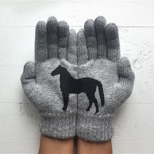Gloves Women Horse Ladies Woolen Gloves Autumn And Winter Outdoor Warm Animals Printing Windproof Mitten Перчатки Женские Зимние