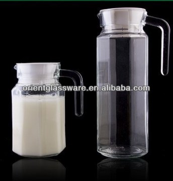 Shanghai quality 1L 0.5L wonderful high clear juice octagonal glass pitcher