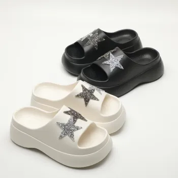 Women's Summer Open Toe Slippers and Sandals: Thick Platform Wedge Breathable Slides with PU Insole